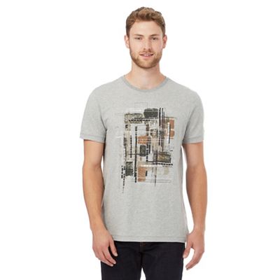 Big and tall grey abstract print t-shirt